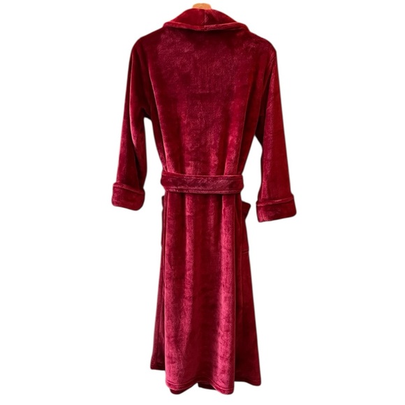 Natori Sz S Plush Dark Red Midi Robe - Picture 9 of 10